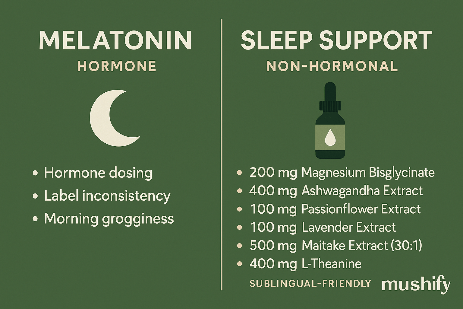 Sleep Support vs Melatonin: A Smarter, Hormone-Friendly Path to Better Sleep - Mushify